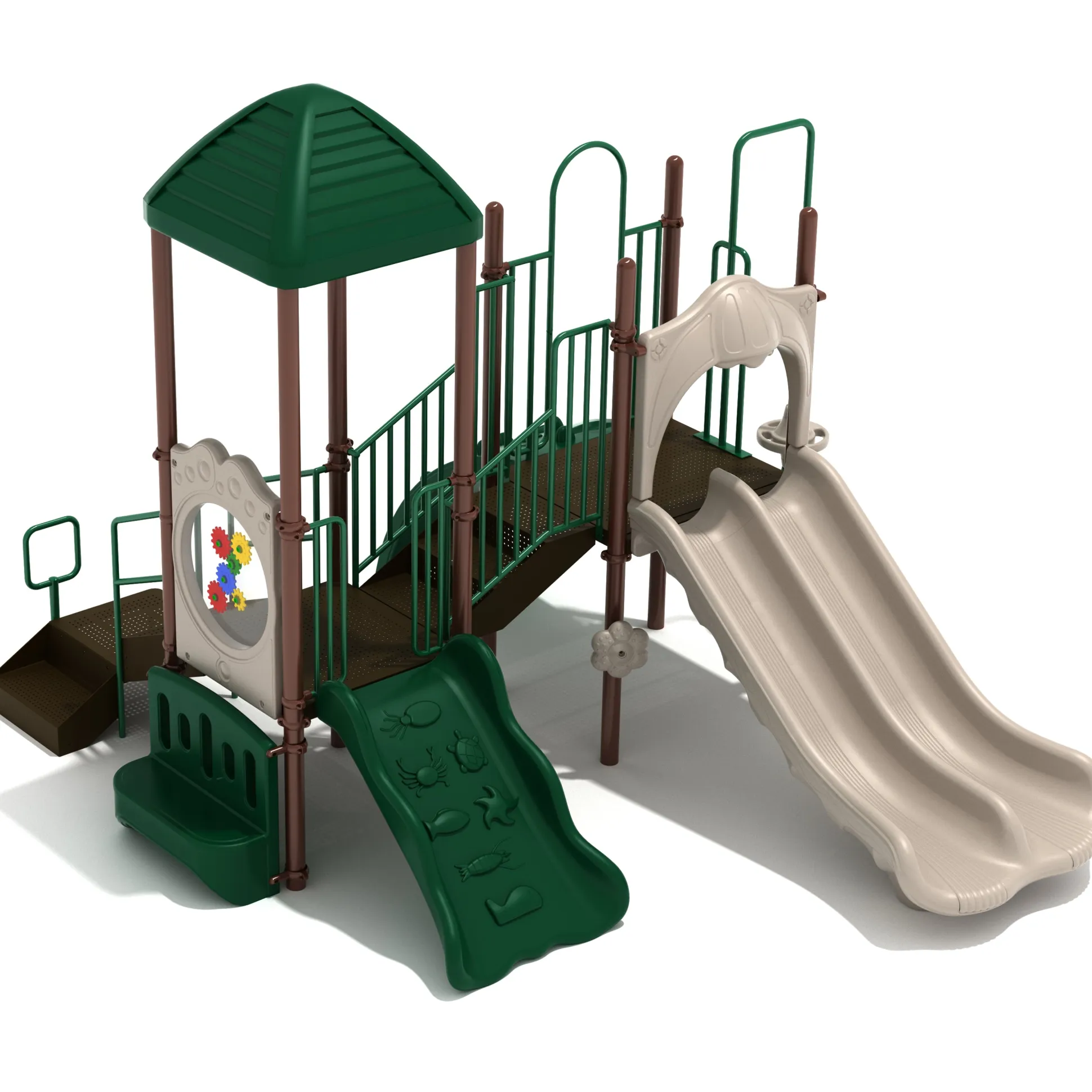 Los Arboles Multi-Climber Playground Set | Outdoor Play Structure with Double Slide, Activity Panels & Shade Roof for Ages 2–12