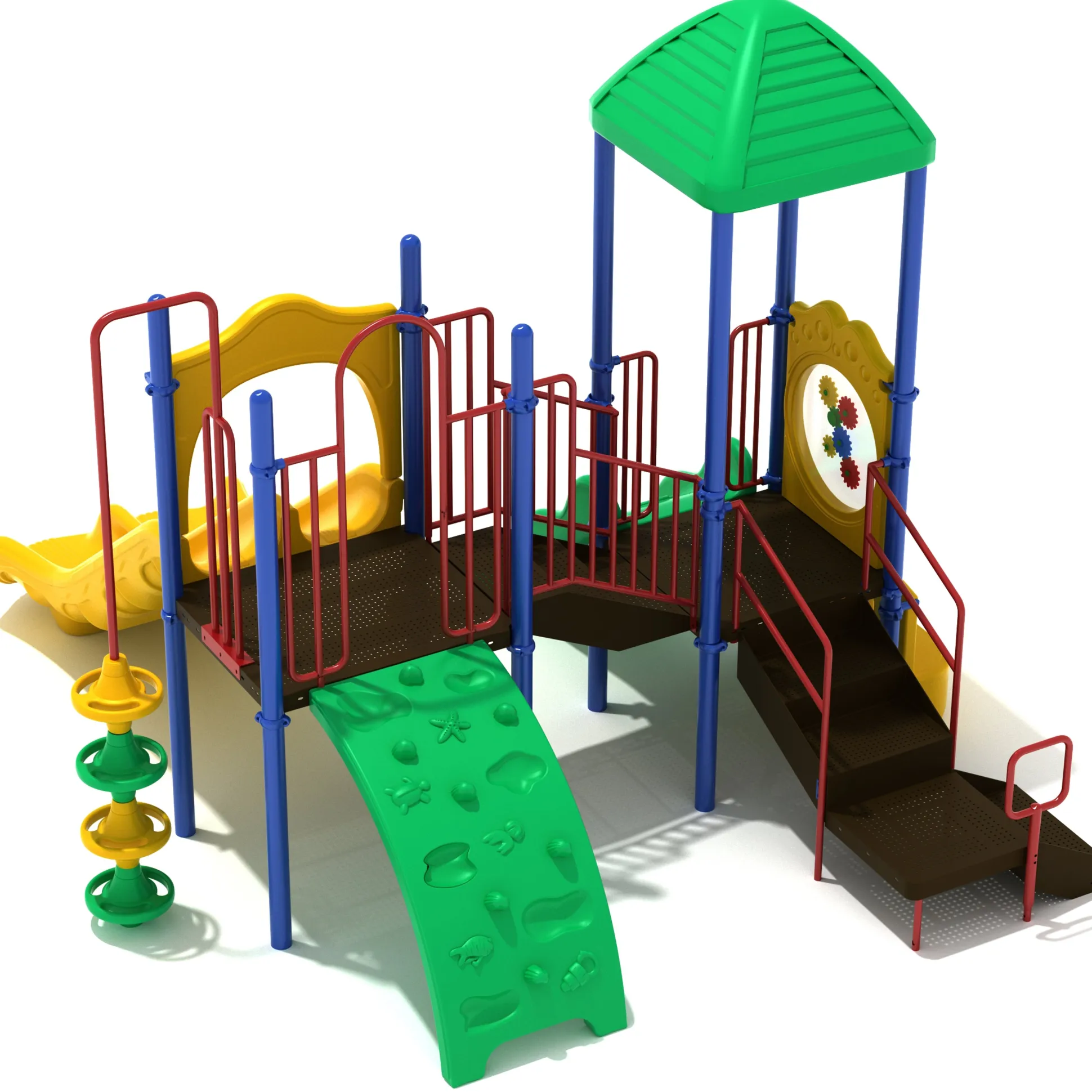 Los Arboles Multi-Climber Playground Set | Outdoor Play Structure with Double Slide, Activity Panels & Shade Roof for Ages 2–12