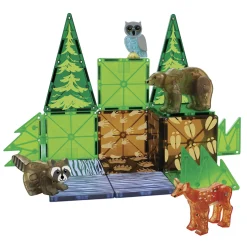 Magna-Tiles Forest Adventure Set | 25-Piece Magnetic Building Tiles with Woodland Animals