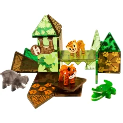 Magna-Tiles Jungle Adventure Set | Magnetic Animal Building Tiles