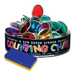 Magnetic Counting Chips & Block Magnet Set | 75-Piece STEM Learning Kit