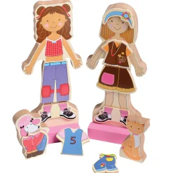 Magnetic Dress-Up Dollhouse with 60 Outfits – Wooden Pretend Play Set for Kids Ages 3+