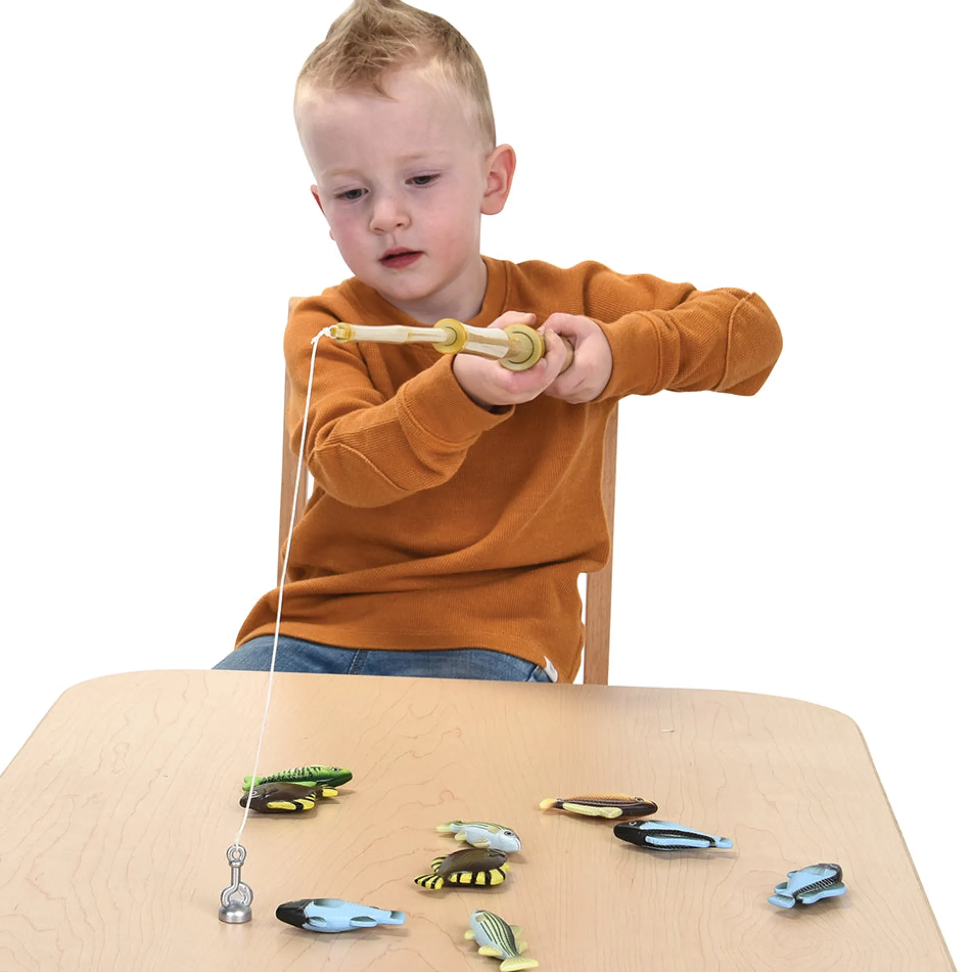 Magnetic Fishing Set | Educational Fishing Game with 4 Magnetic Poles & 24 Floating Fish