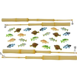 Magnetic Fishing Set | Educational Fishing Game with 4 Magnetic Poles & 24 Floating Fish