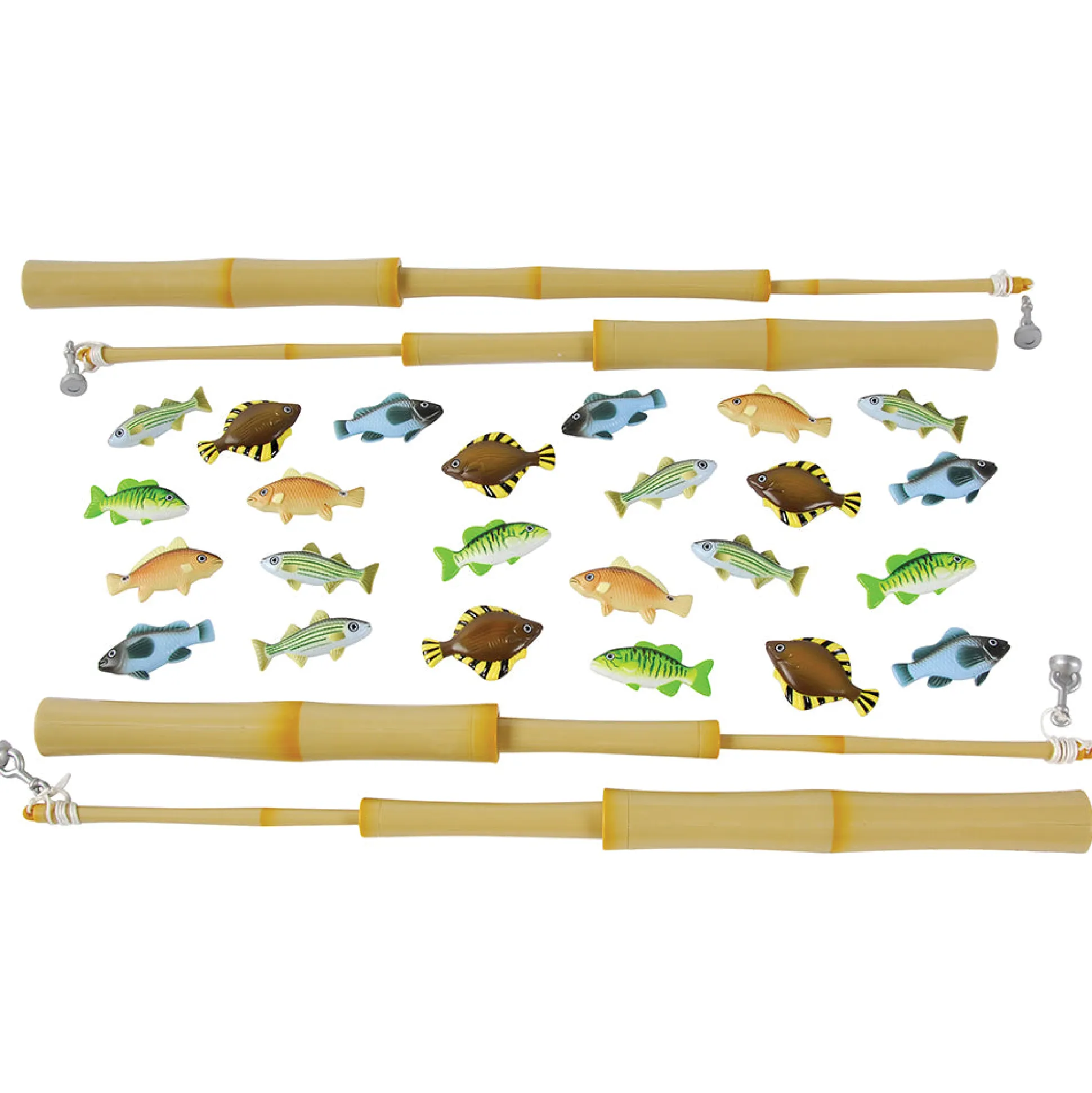 Magnetic Fishing Set | Educational Fishing Game with 4 Magnetic Poles & 24 Floating Fish