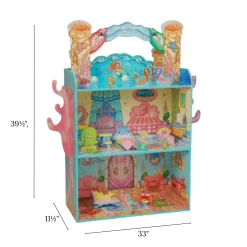 Majestic Mermaid Mansion | 3-Level Wooden Dollhouse with Sea-Life Furniture & Characters