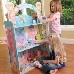 Majestic Mermaid Mansion | 3-Level Wooden Dollhouse with Sea-Life Furniture & Characters