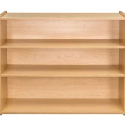 Maple-Toned Classroom Tall Storage Shelf with 3 Fixed Shelves