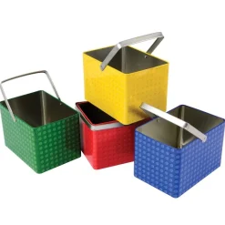 Metal Storage Bucket with Handle– 4-Piece Set