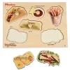 Mexican Food Wooden Knob Puzzle | Preschool Peg Puzzle Featuring Real Food Photography