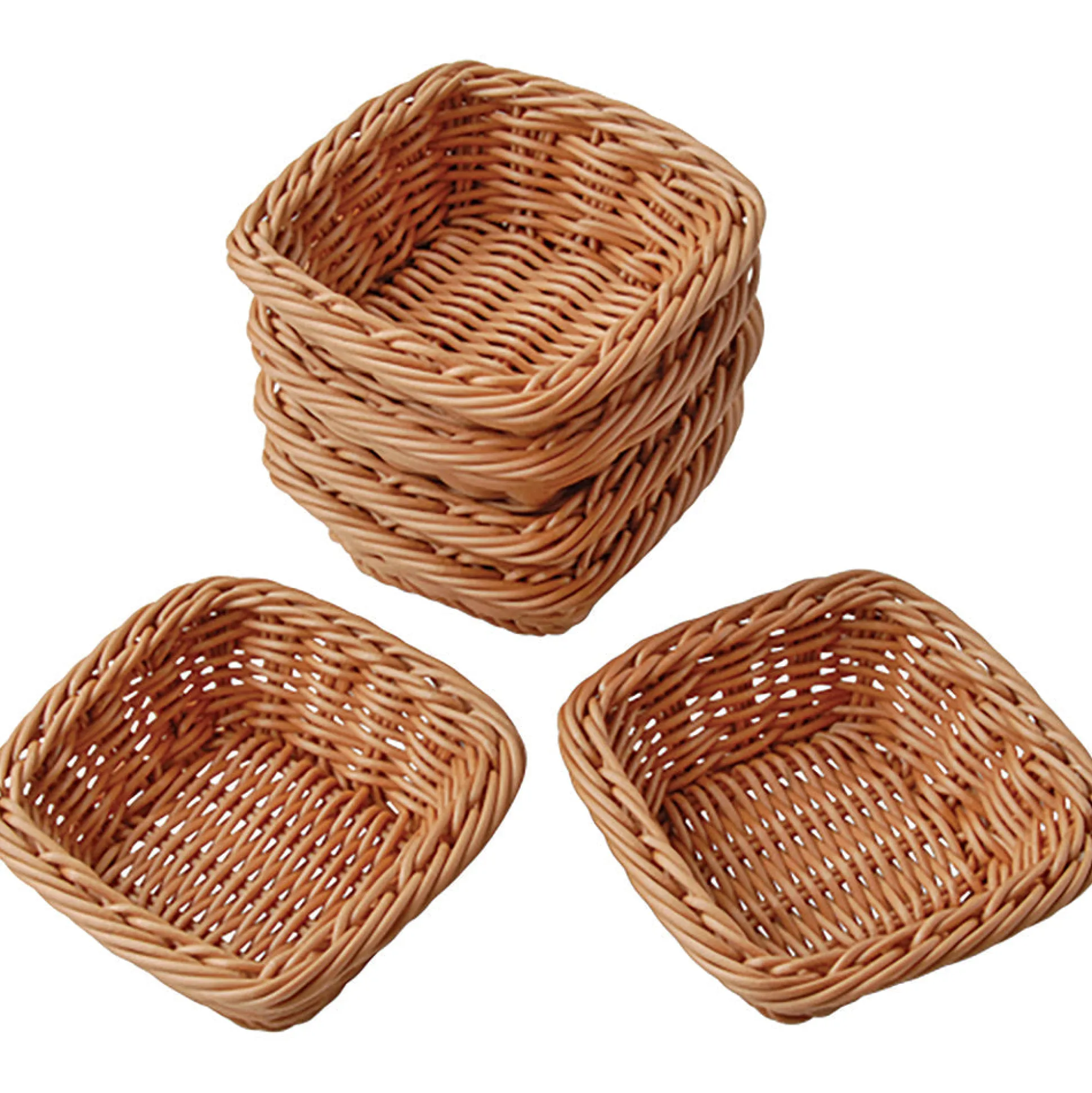 5" Mini Plastic Wicker Baskets - Set of 6