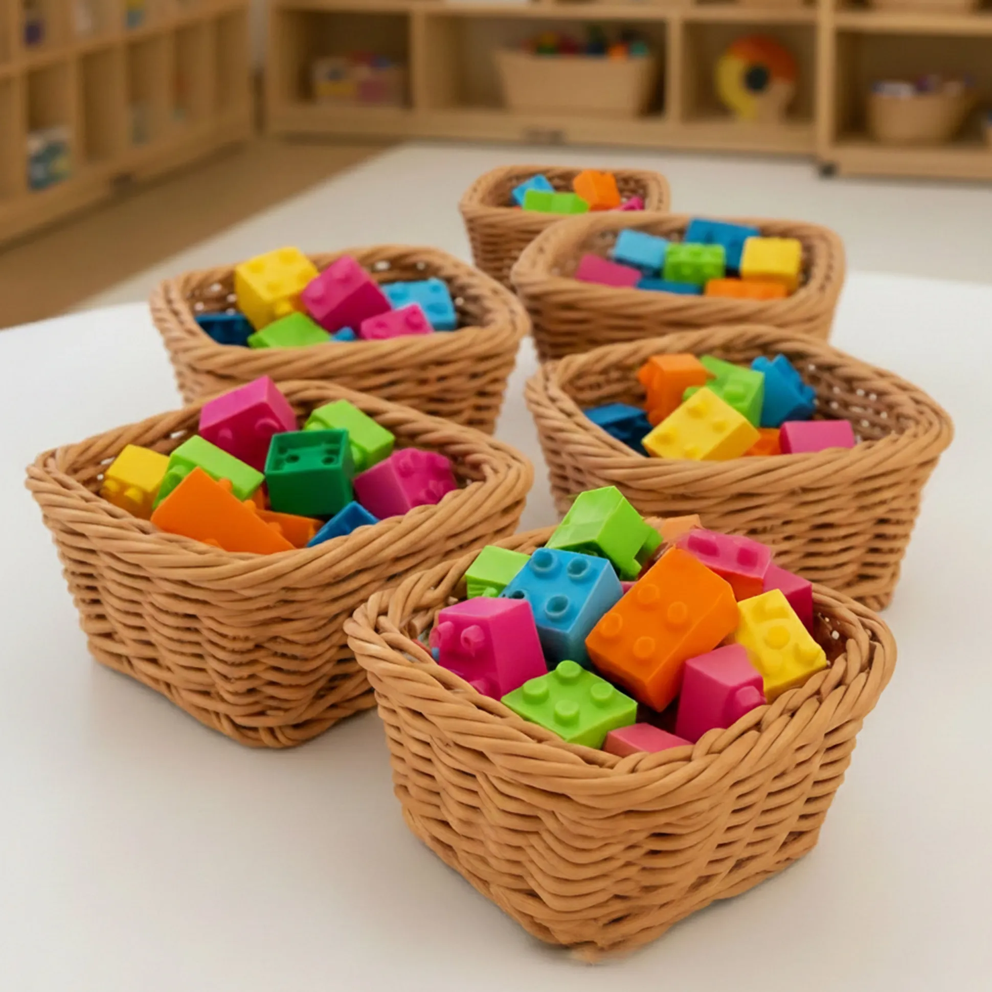 5" Mini Plastic Wicker Baskets - Set of 6