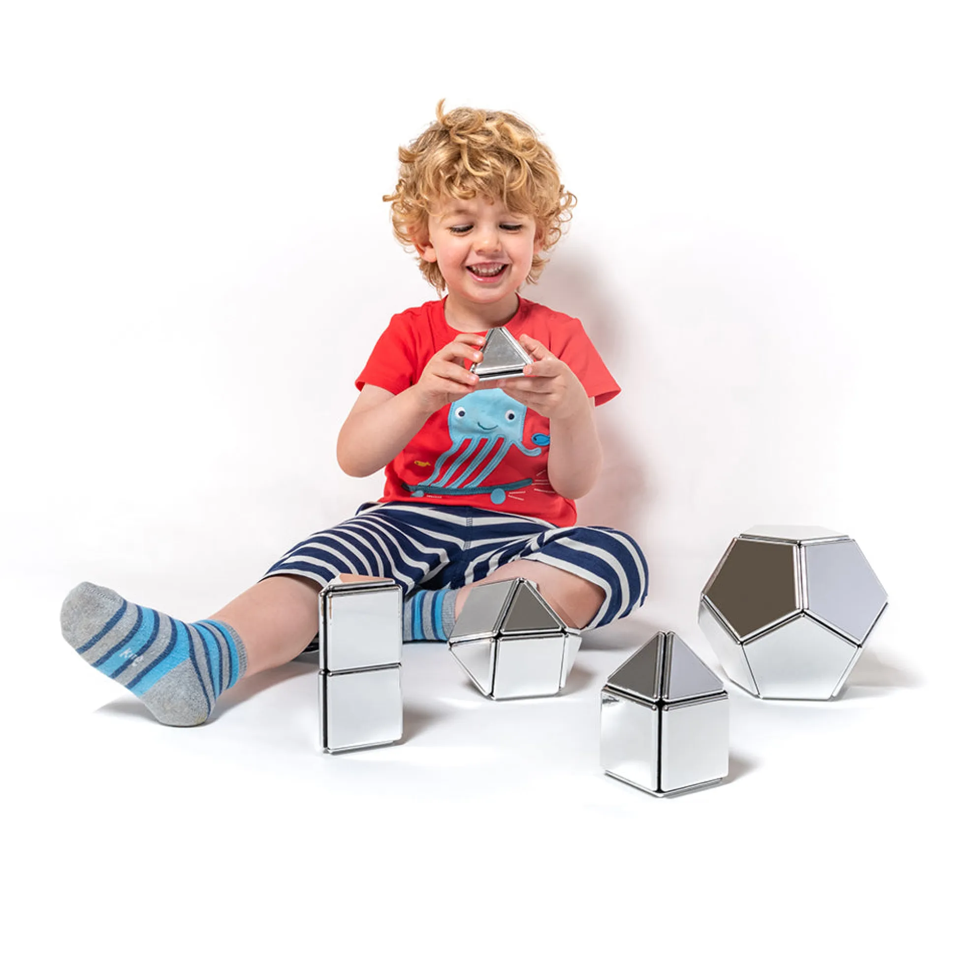 Mirrored Magnetic Polydron | 48-Piece STEM Geometry Building Set