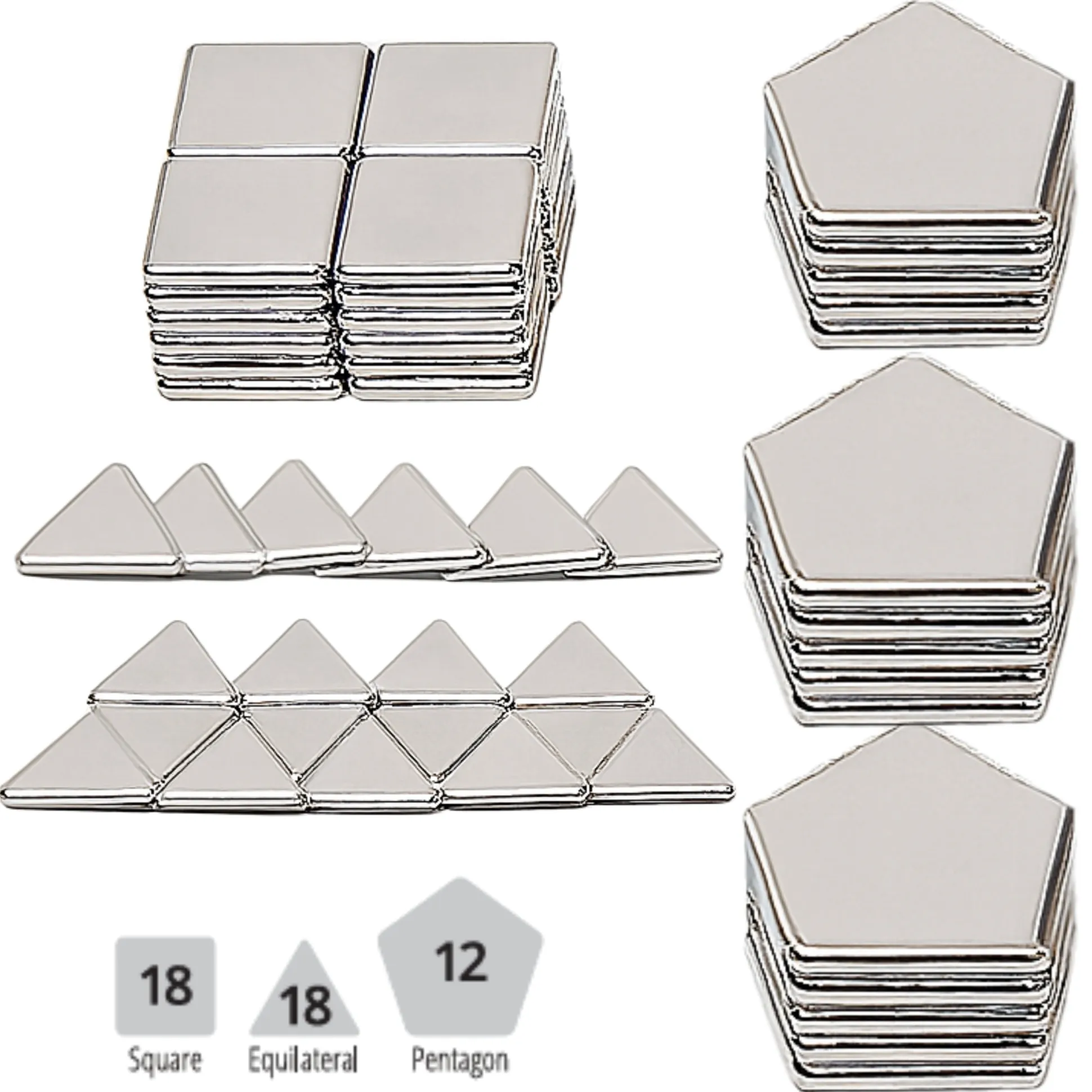 Mirrored Magnetic Polydron | 48-Piece STEM Geometry Building Set