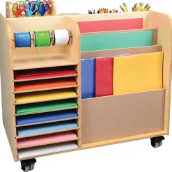 Mobile Art Supplies Cart with Storage & Shelves