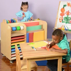 Mobile Art Supplies Cart with Storage & Shelves