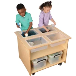 Mobile Sensory Table with Trays & Lids | Rolling Activity Station for Preschool Sensory Play