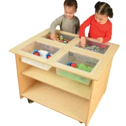 Mobile Sensory Table with Trays & Lids | Rolling Activity Station for Preschool Sensory Play