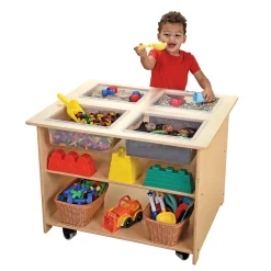 Mobile Sensory Table with Trays & Lids | Rolling Activity Station for Preschool Sensory Play