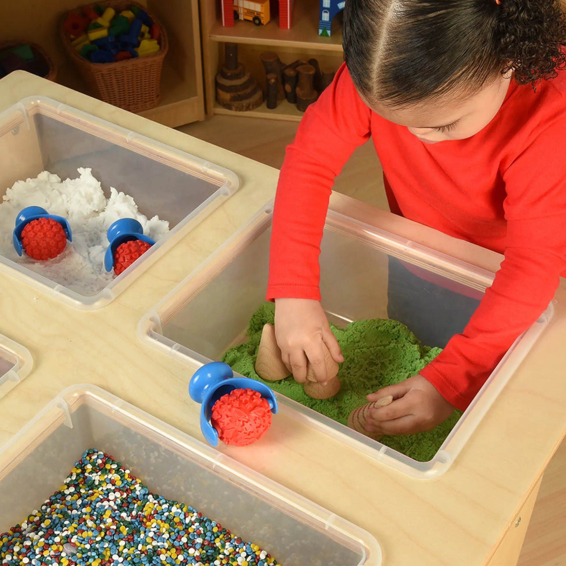 Mobile Sensory Table with Trays & Lids | Rolling Activity Station for Preschool Sensory Play