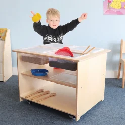 Mobile Sensory Table with Trays & Lids | Rolling Activity Station for Preschool Sensory Play
