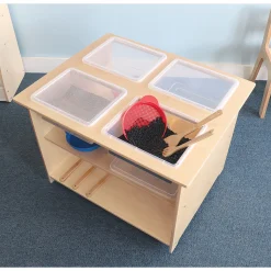 Mobile Sensory Table with Trays & Lids | Rolling Activity Station for Preschool Sensory Play