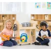 Mobile Wooden Classroom Activity Cart | Preschool Rolling Storage with Shelves & Side Hooks