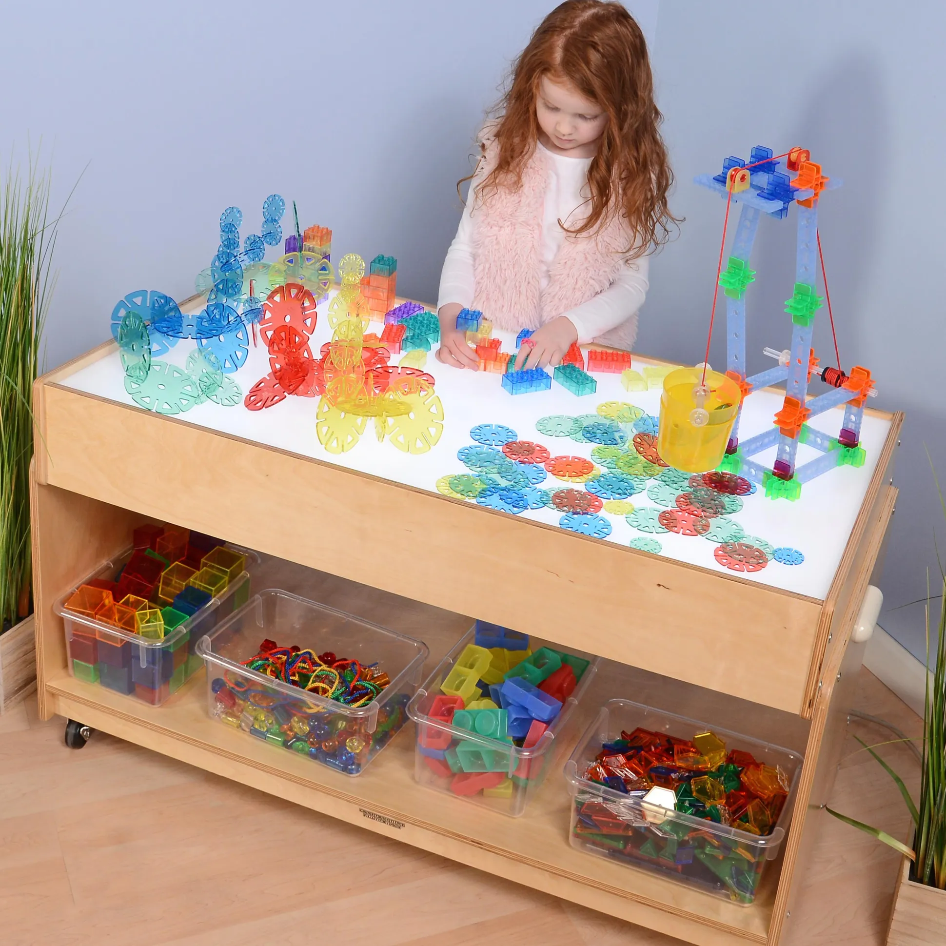 Mobile Wooden Classroom LED Light Table