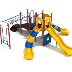 Montauk Downs Adventure Playground Set | 60" High Multi-Level Play Structure with Slides, Climber, Overhead Ladder & ADA Panels for Ages 5–12