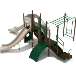 Montauk Downs Adventure Playground Set | 60" High Multi-Level Play Structure with Slides, Climber, Overhead Ladder & ADA Panels for Ages 5–12
