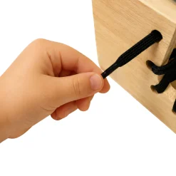 Montessori Dramatic Play Accessory Bundle | Pretend Play Hardwood Iron, Doll Bed & Lacing Boot