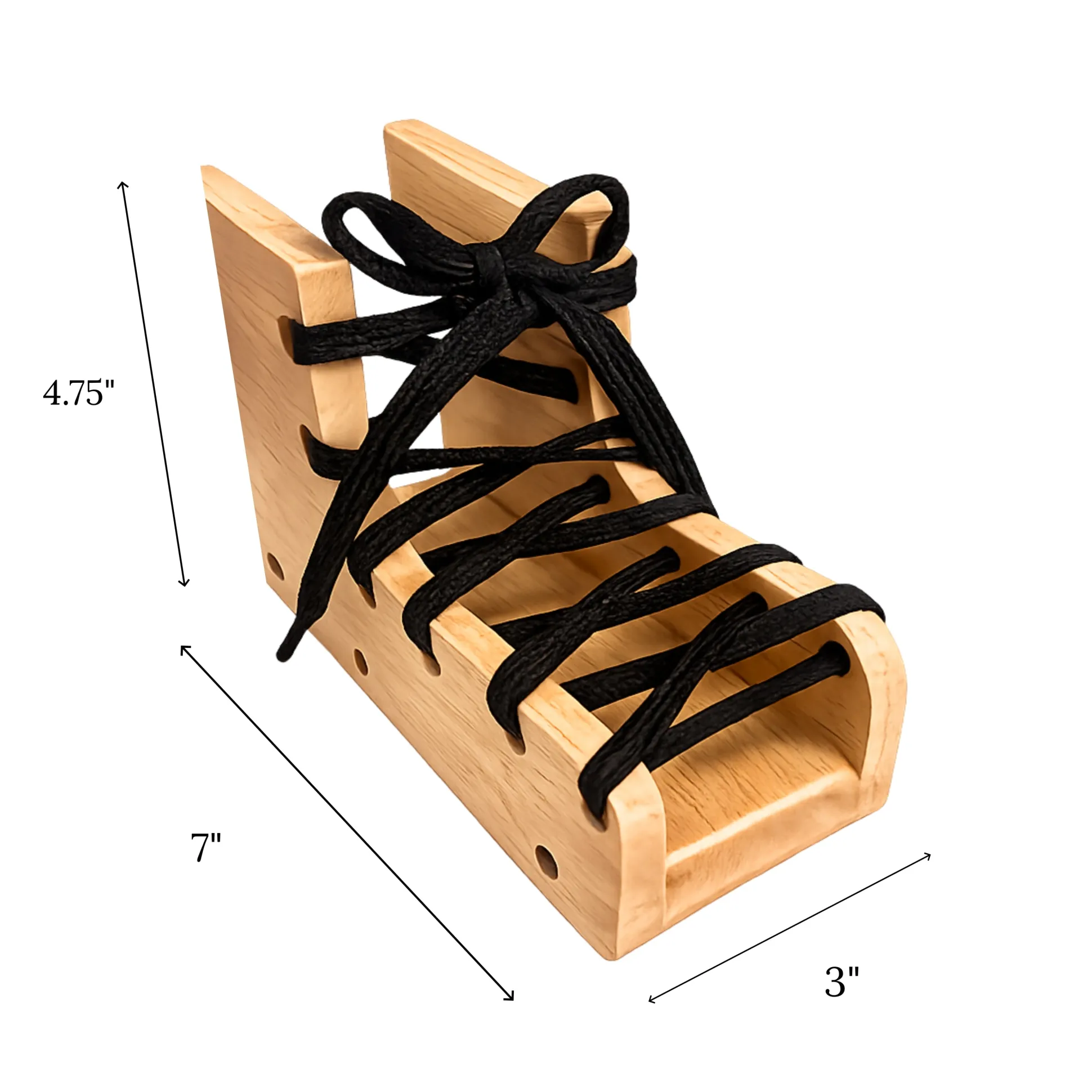 Montessori Dramatic Play Accessory Bundle | Pretend Play Hardwood Iron, Doll Bed & Lacing Boot