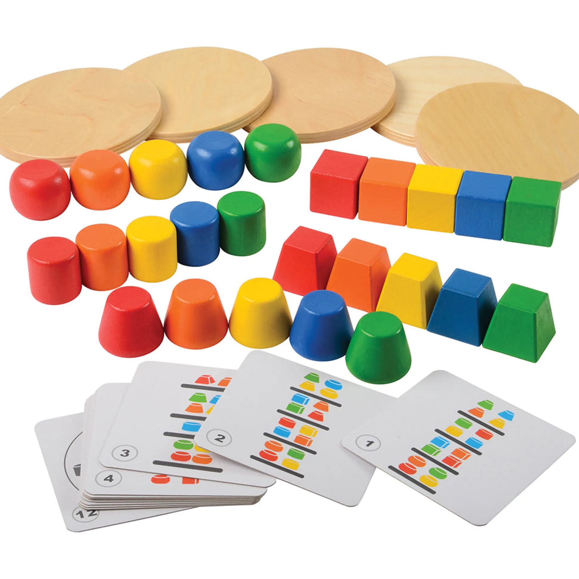 Montessori-Inspired Geometric Solids Stacker | Shape, Color & Pattern Learning Set