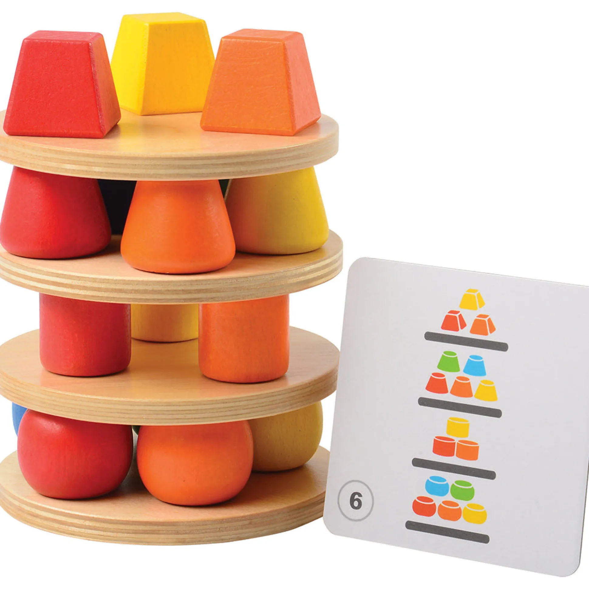 Montessori-Inspired Geometric Solids Stacker | Shape, Color & Pattern Learning Set