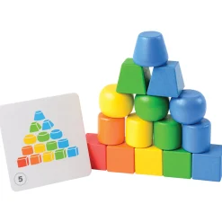 Montessori-Inspired Geometric Solids Stacker | Shape, Color & Pattern Learning Set