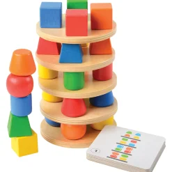 Montessori-Inspired Geometric Solids Stacker | Shape, Color & Pattern Learning Set