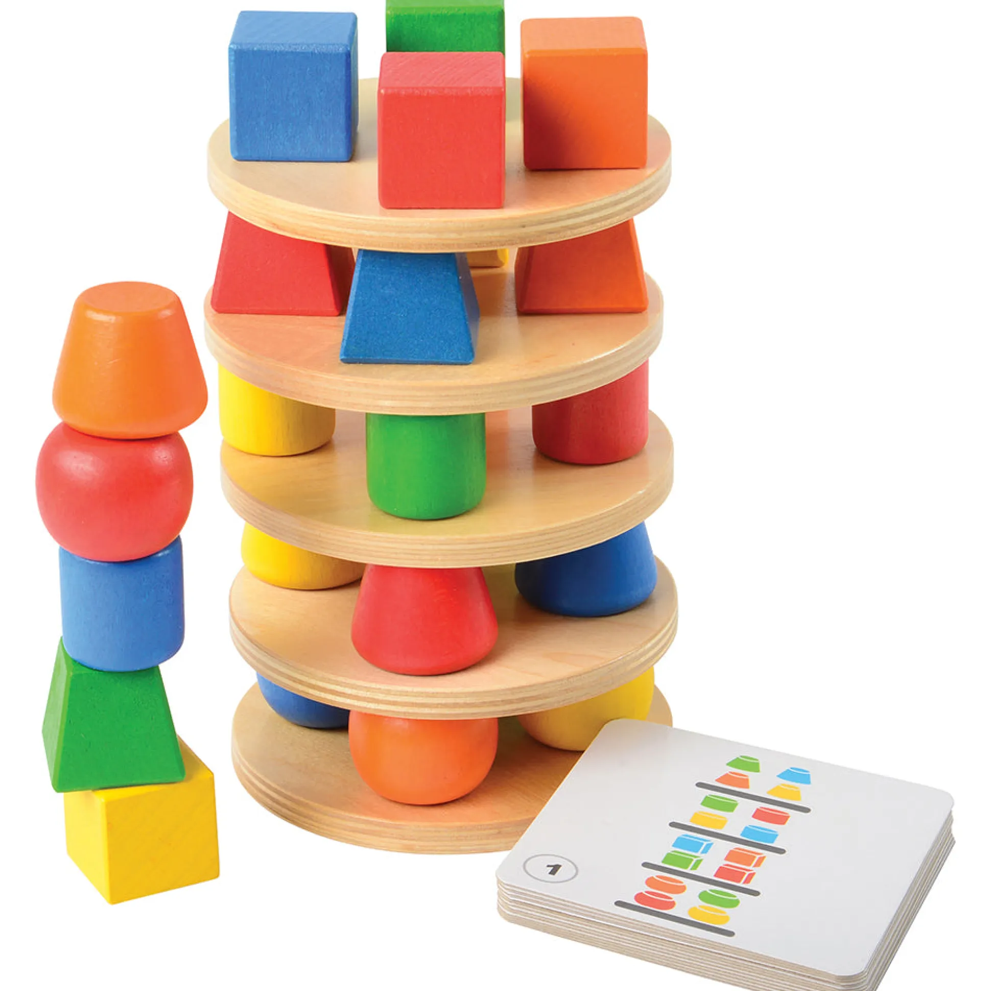 Montessori-Inspired Geometric Solids Stacker | Shape, Color & Pattern Learning Set