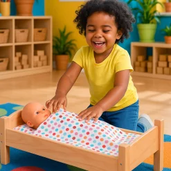Montessori Solid Hardwood Baby Doll Bed