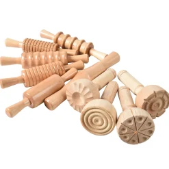 Montessori Wood Dough Tools | Sensory Play with Rolling Pins & Stampers