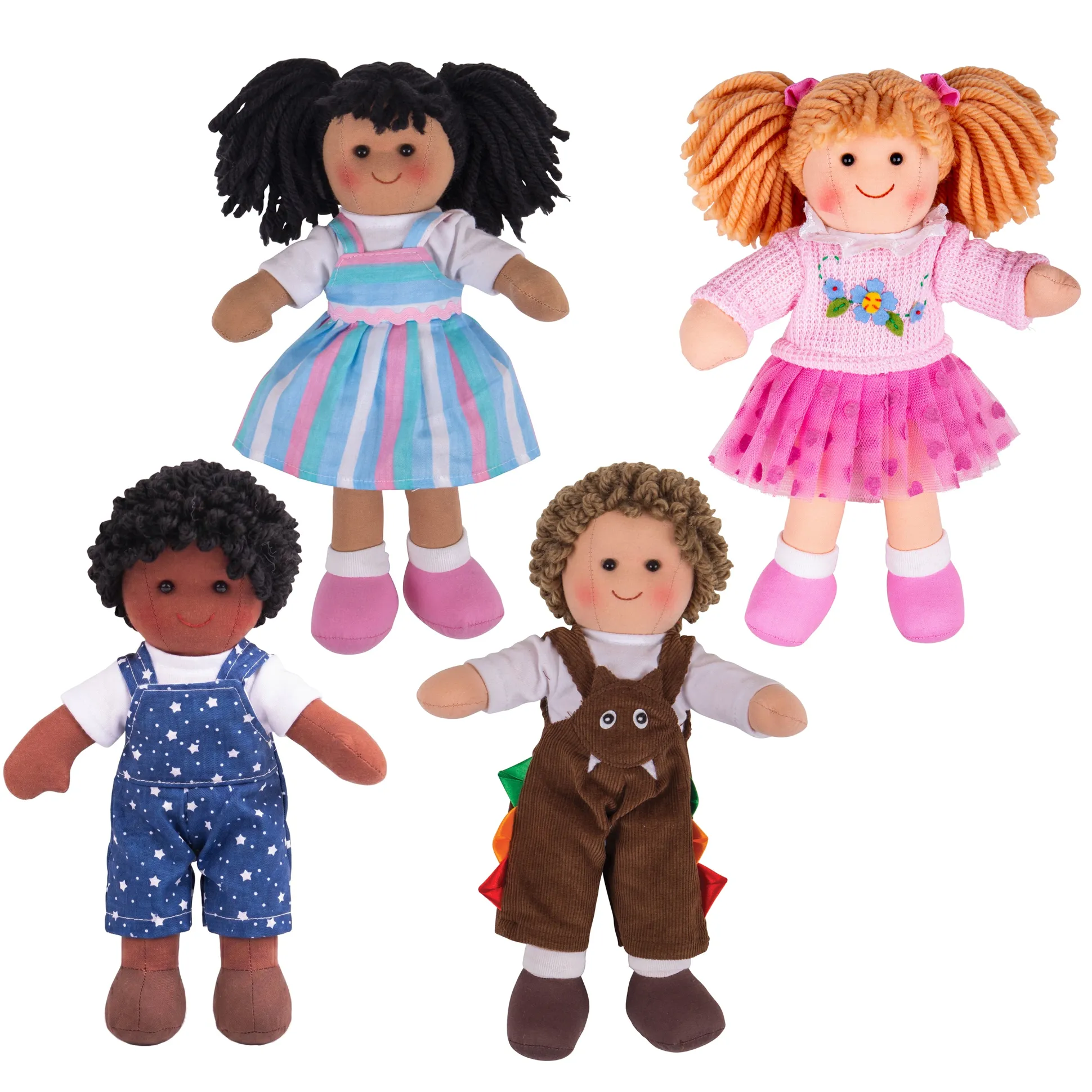 11" Multicultural Dolls - Set of 4 - Birth and Up