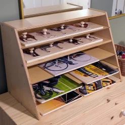 Multi-Level Puzzle Storage Station | Extra Wide Wooden Organizer for Puzzles