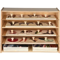 Multi-Level Puzzle Storage Station | Extra Wide Wooden Organizer for Puzzles