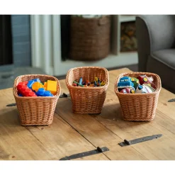 Multi-Storage Center with Woven Wicker Baskets