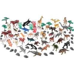 National Geographic 80-Piece Animal Playset with Four Habitats – Farm, Wild, Dinosaur, and Ocean Animals