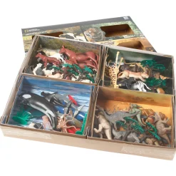 National Geographic 80-Piece Animal Playset with Four Habitats – Farm, Wild, Dinosaur, and Ocean Animals