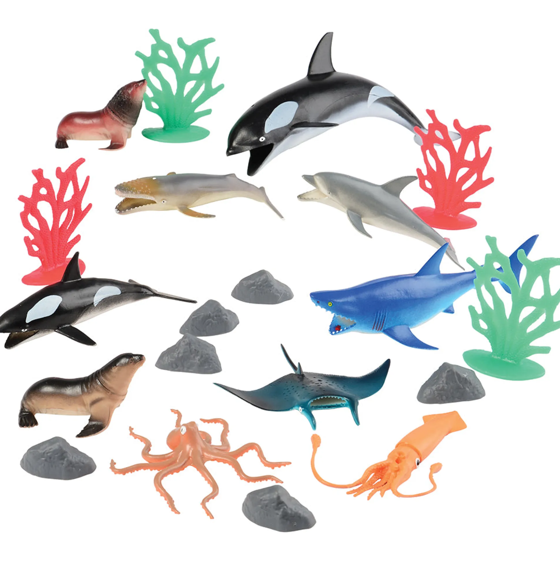 National Geographic 80-Piece Animal Playset with Four Habitats – Farm, Wild, Dinosaur, and Ocean Animals