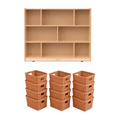 Natural Birch Storage & Basket Organization Center