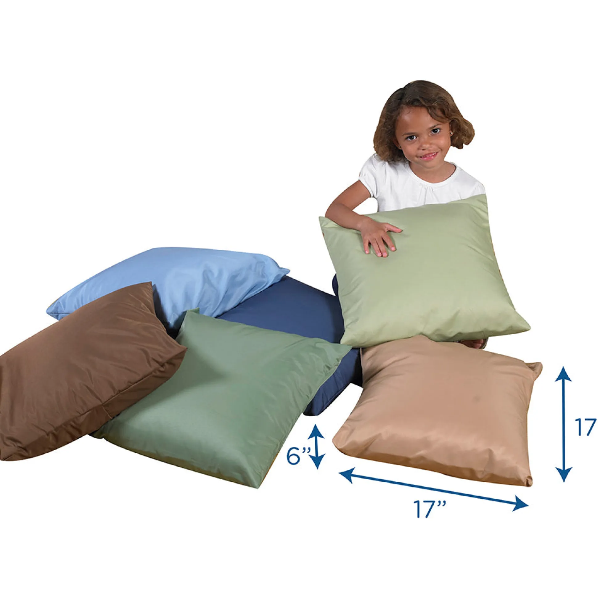 Natural & Calm Colors Classroom Pillows | Set of 6 Soft 17" Cushions