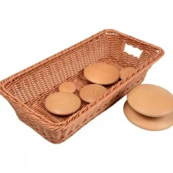 Natural Wooden Buttons w/Basket