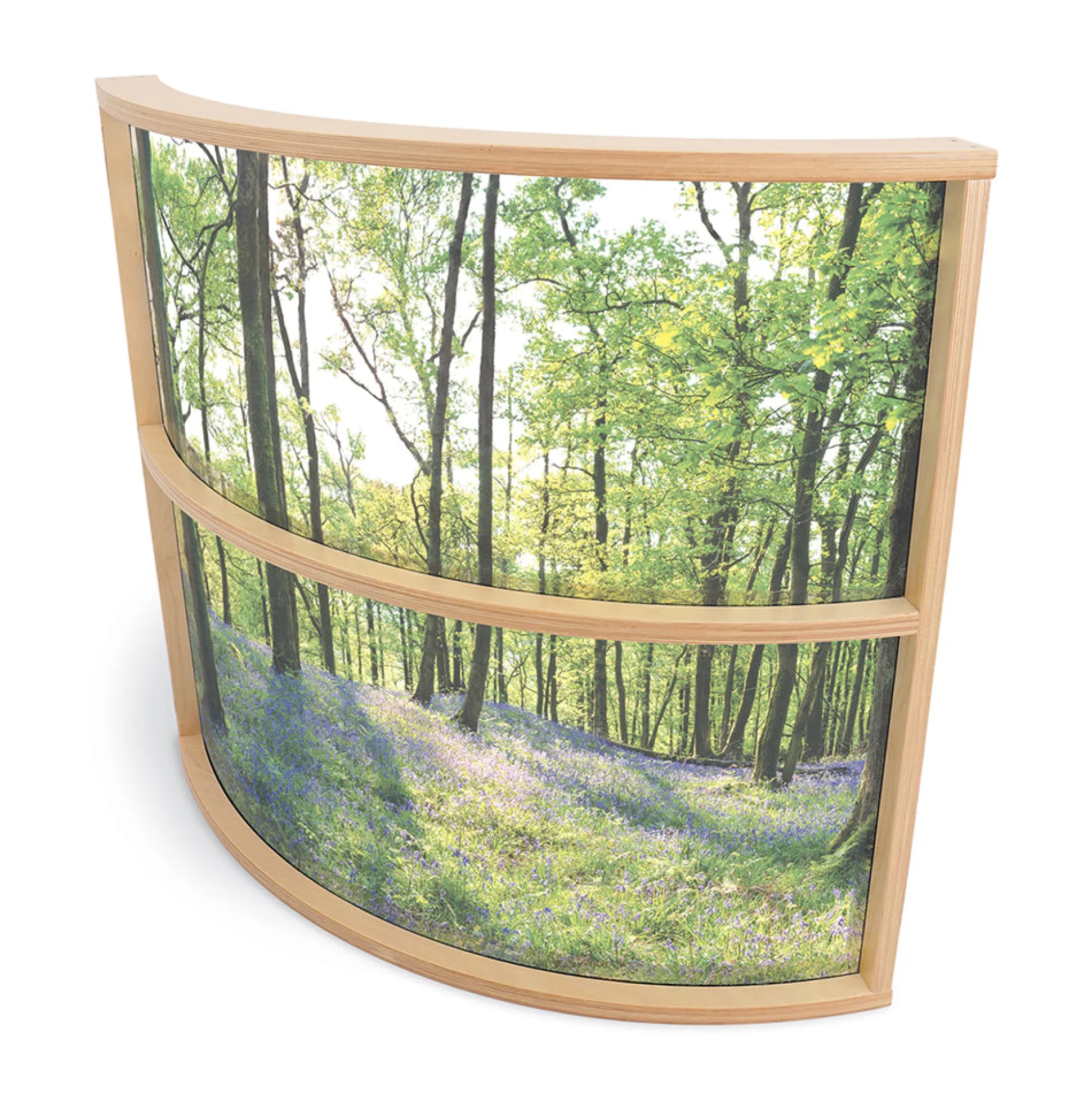 Nature View 36" Curved Acrylic Room Divider | Woodland Classroom Partition
